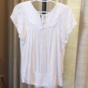 White Eyelet capped sleeve blouse